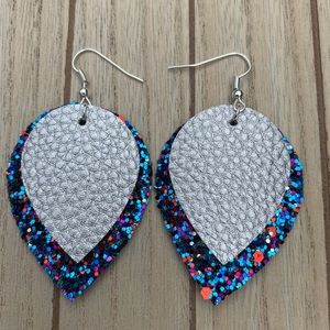 New! | Handmade Faux Leather Earrings Double